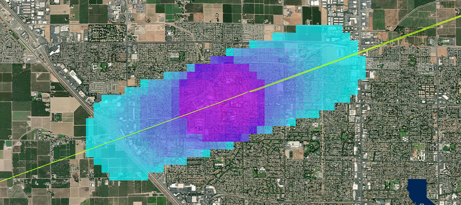 Pollinator density map used to assess ecological health in utility rights-of-way along a transmission corridor in California.